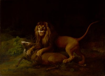 Un león atacando a un ciervo de George Stubbs